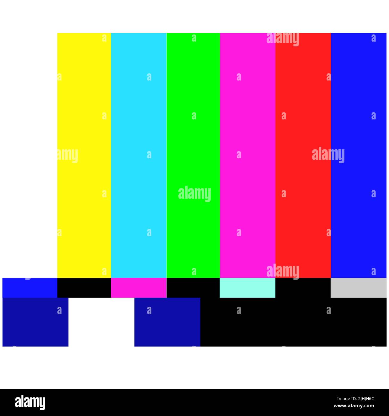 No signal poster. colorful error message displaying on TV screen. retro television test pattern. flat style. Stock Photo