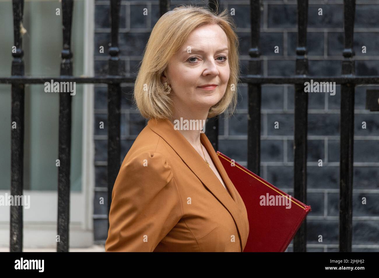 London, UK. 19th July, 2022. Liz Truss, Foreign Secretary, arrives at Boris Johnson's last scheduled cabinet meeting at 10 Downing Street London. Credit: Ian Davidson/Alamy Live News Stock Photo