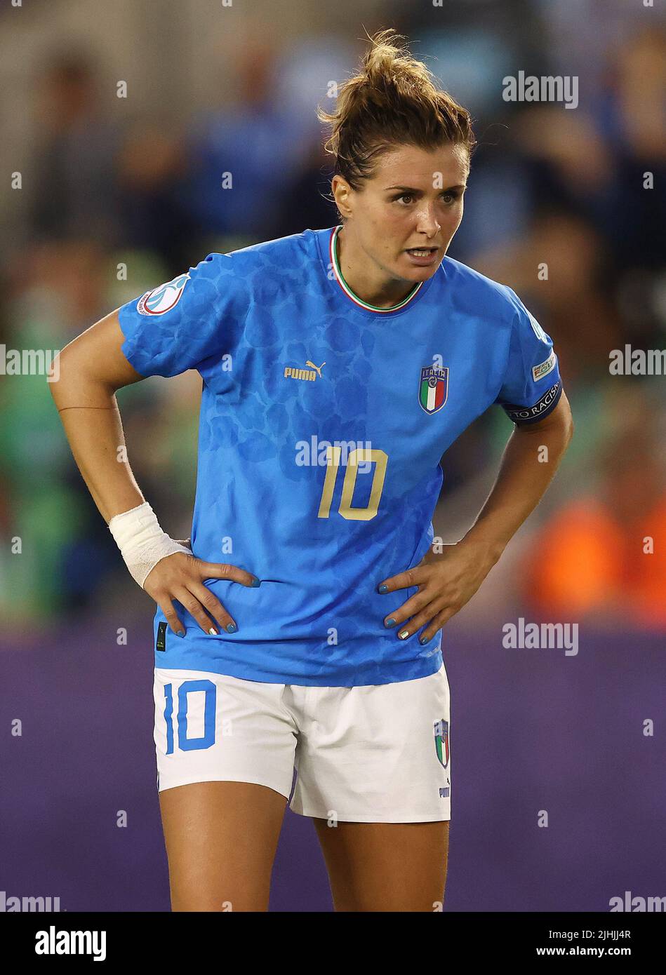 Manchester, England, 18th July 2022.  Cristiana Girelli of Italy during the UEFA Women's European Championship 2022 match at the Academy Stadium, Manchester. Picture credit should read: Darren Staples / Sportimage Stock Photo