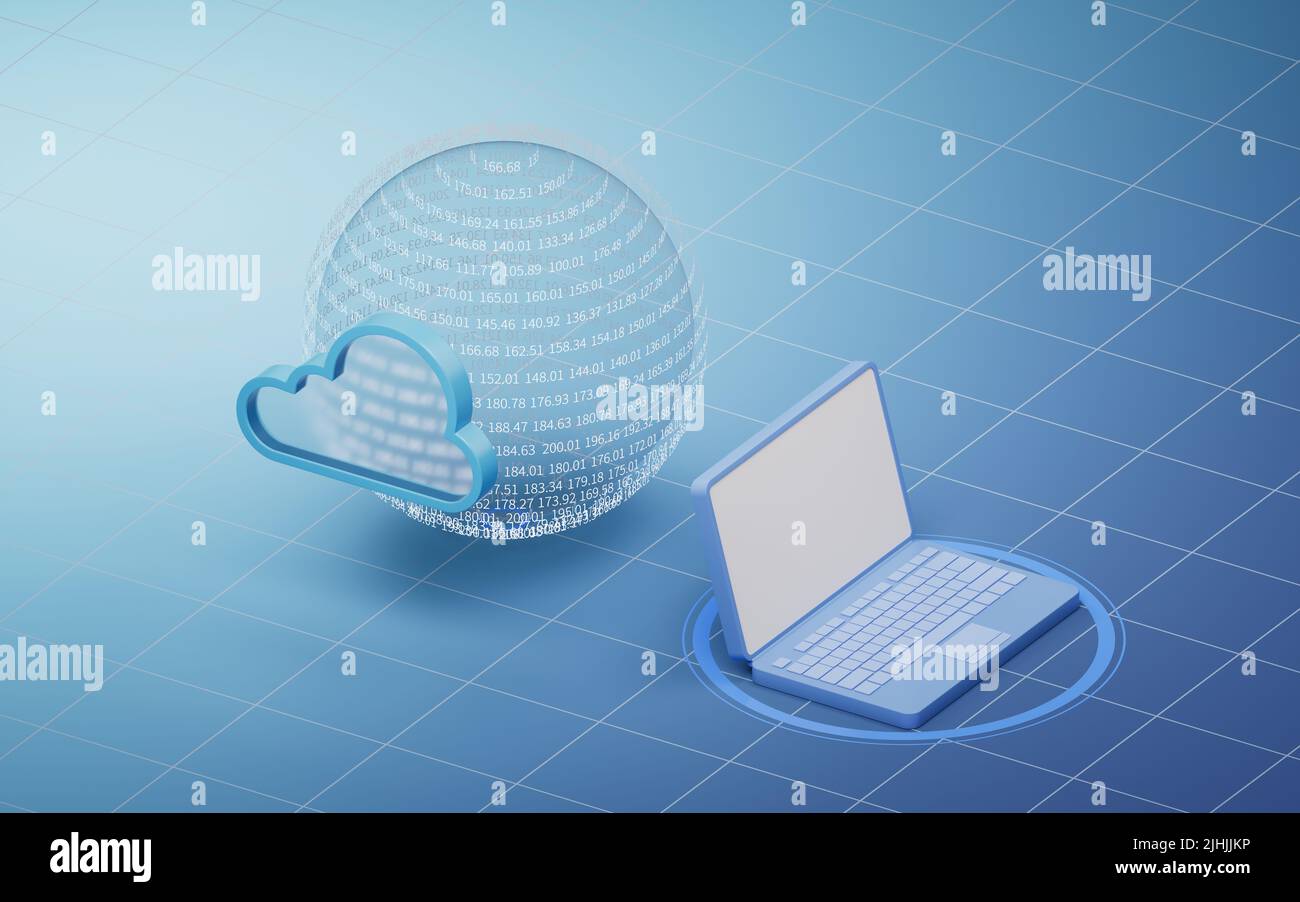 Cloud computing and virtual data sphere, 3d rendering. Computer digital ...