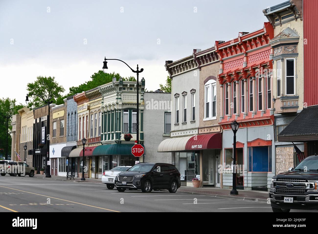 Historic village center of Litchfield, Illinois, United States of America Stock Photo