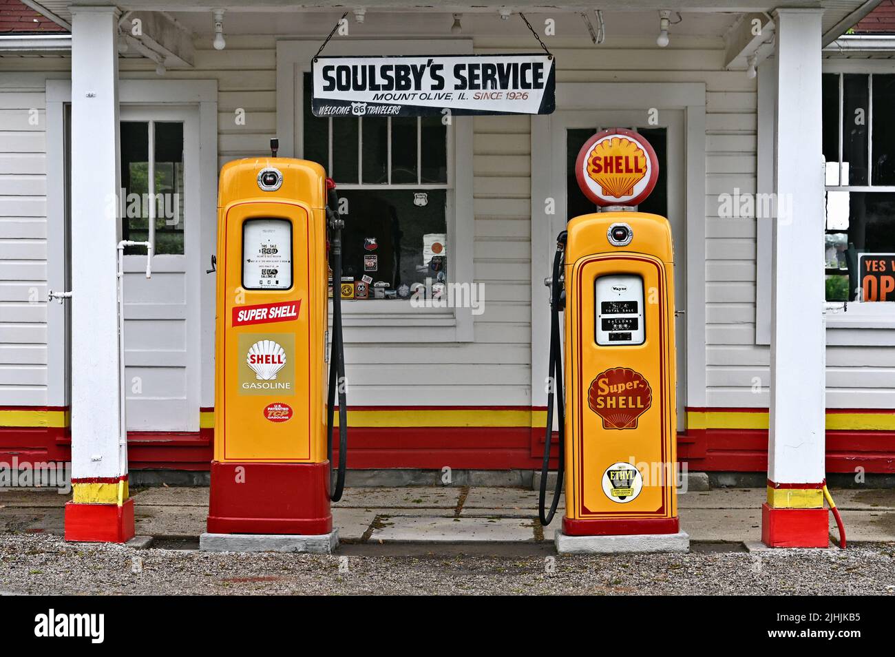 Soulsby Shell Gas Station of 1926, Mt. Olive, Illinois, United States of America Stock Photo