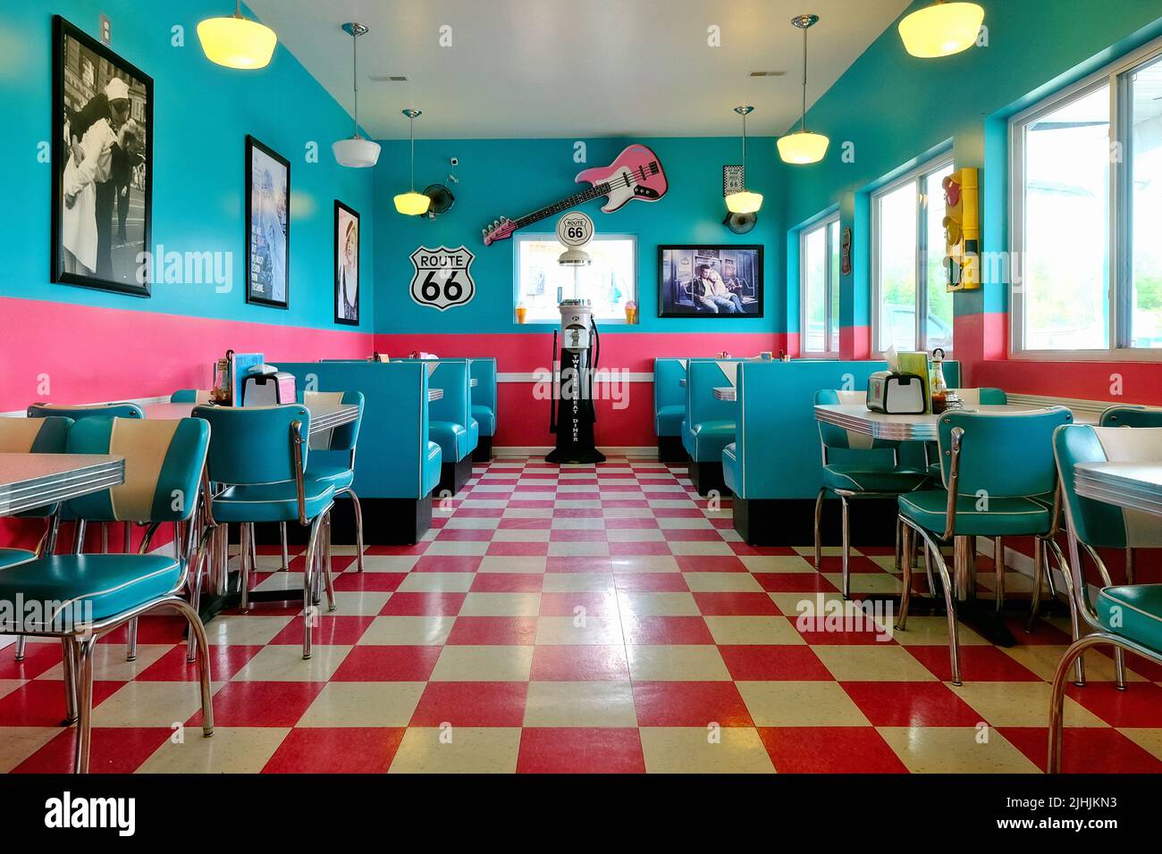 American Diner at Pink Elephant Antique Mall, Livingston, Illinois, United States of America. Stock Photo
