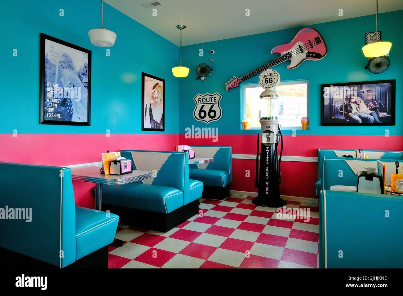American Diner at Pink Elephant Antique Mall, Livingston, Illinois, United States of America. Stock Photo