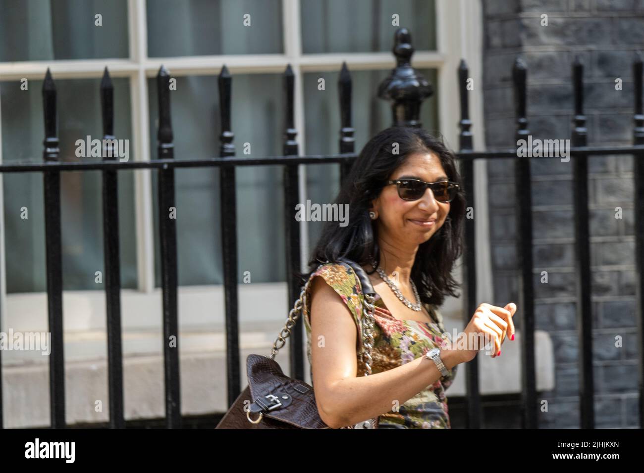 London, UK. 19th July, 2022. Suella Braverman, Attorney General, leaves Boris Johnson's last scheduled cabinet meeting at 10 Downing Street London. Credit: Ian Davidson/Alamy Live News Stock Photo