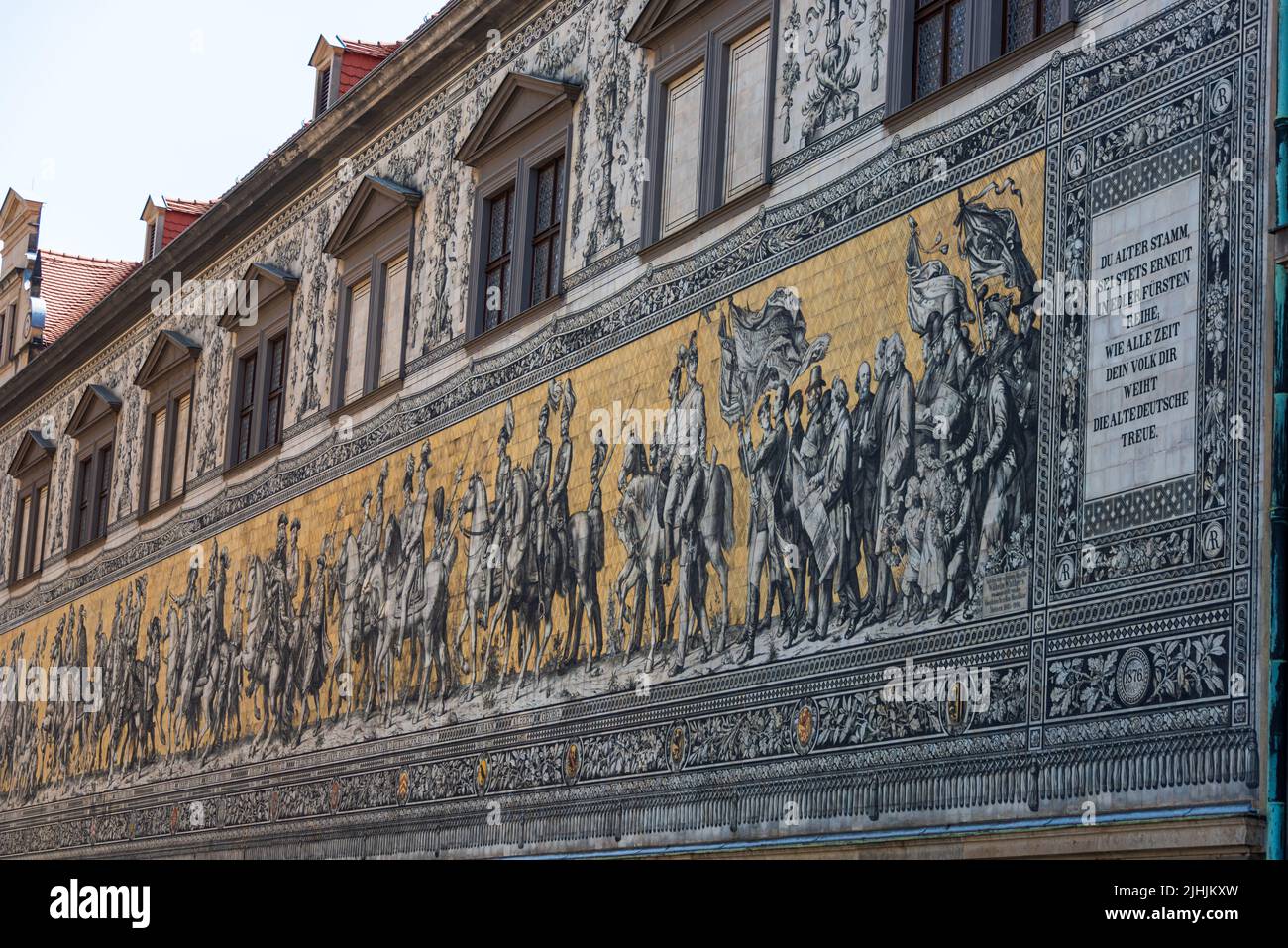 Equestrian relief on the Dresden Castle facade Stock Photo