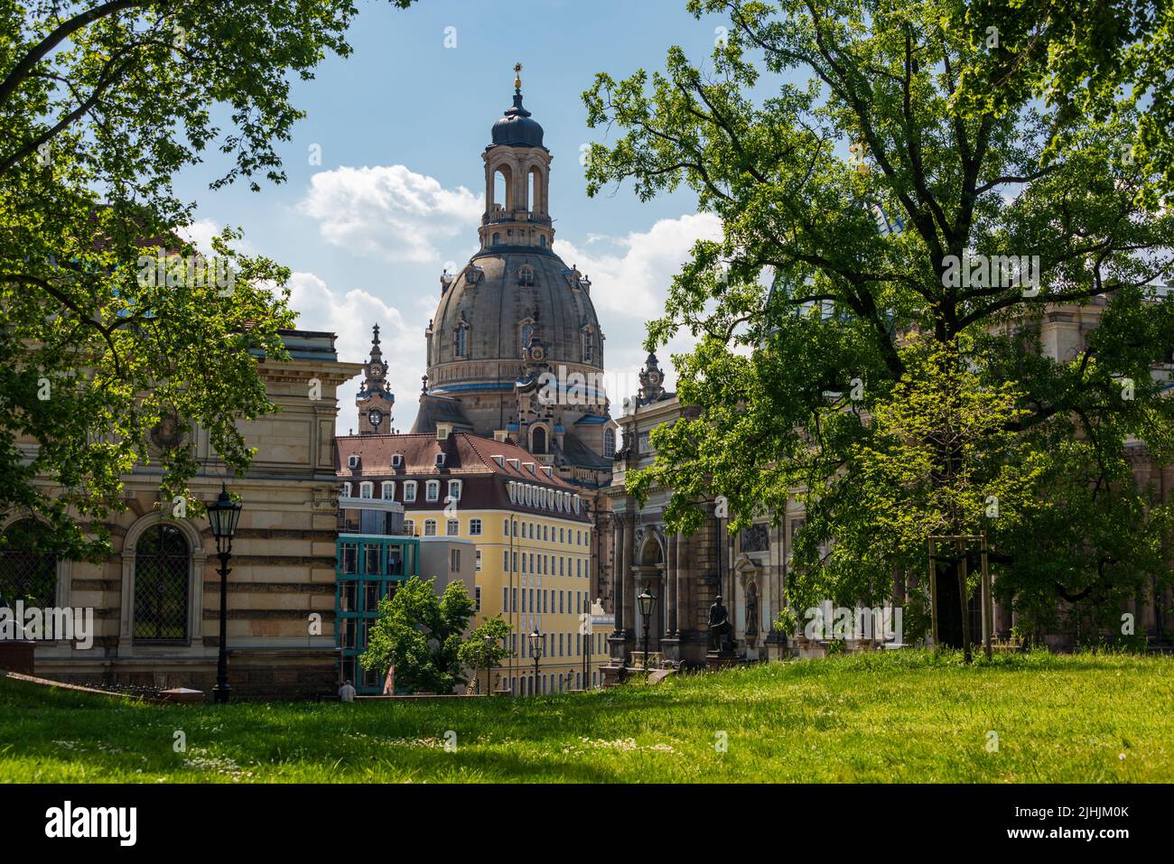 Dresden, view of the historic old town from Brühl's Garden Stock Photo