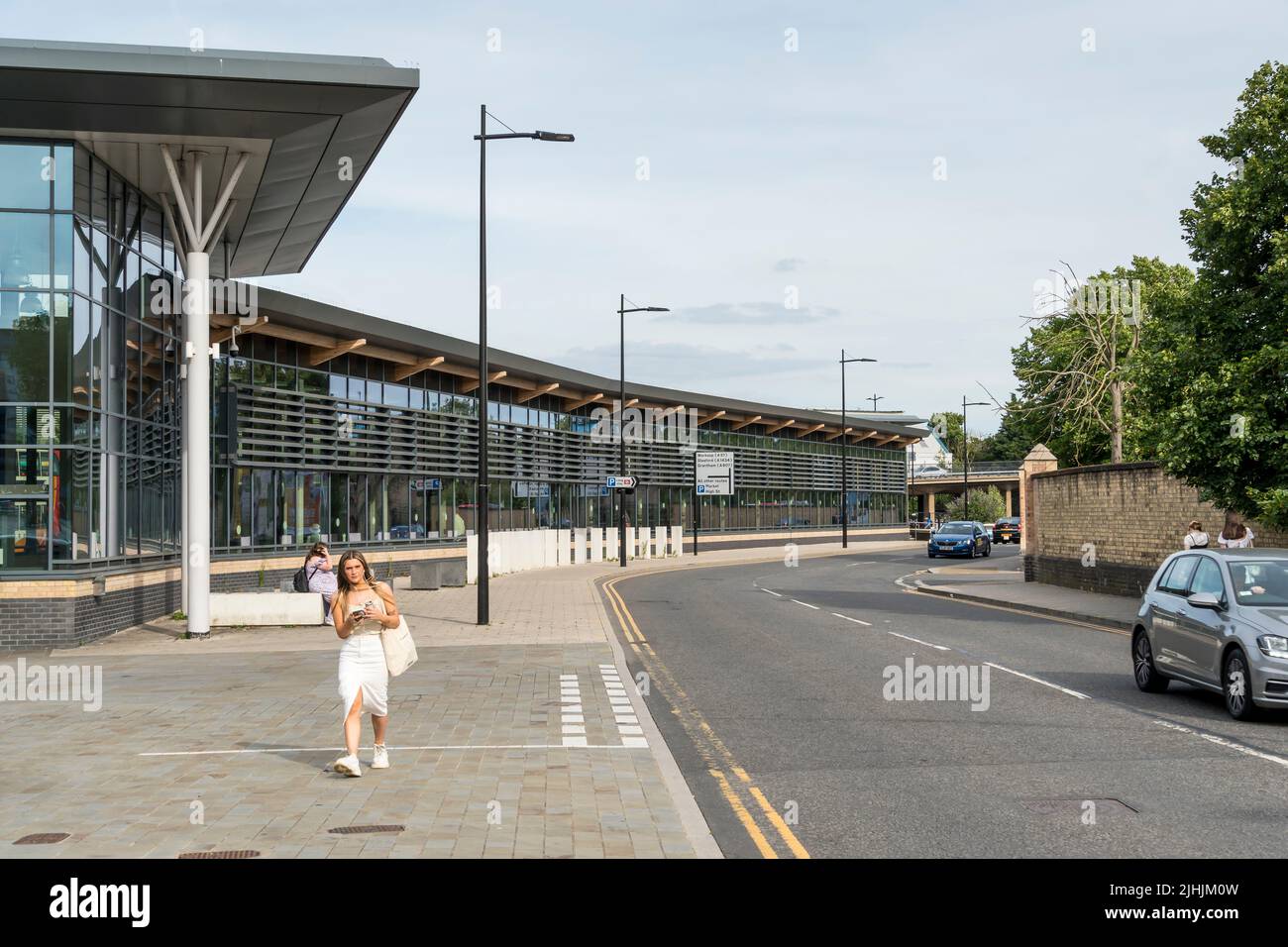 Passenger concourse behind glass wall, lincoln bus station, Oxford street Lincoln city 2022 Stock Photo