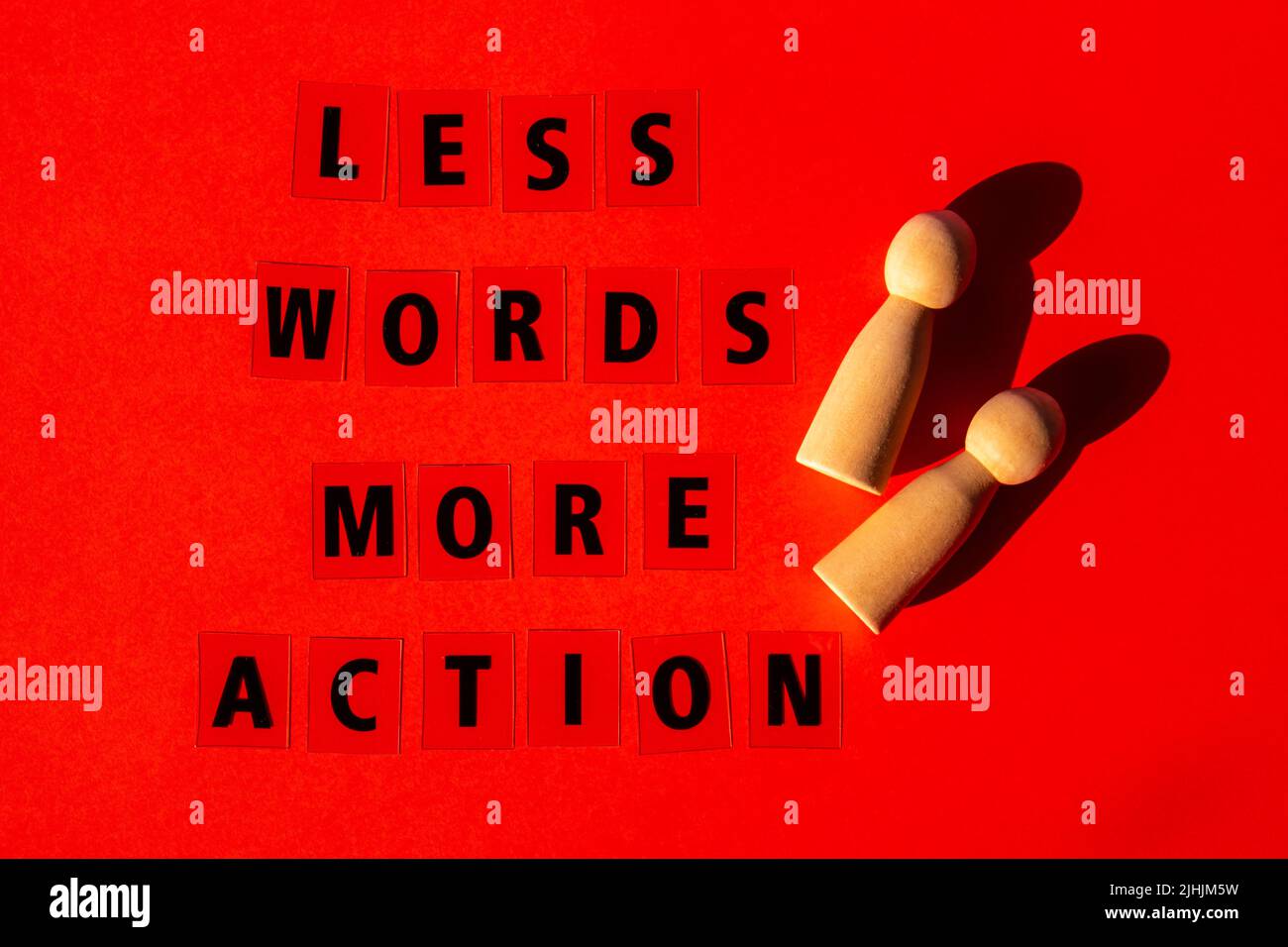 Message LESS WORDS MORE ACTION. Motivational Words Quotes Concept