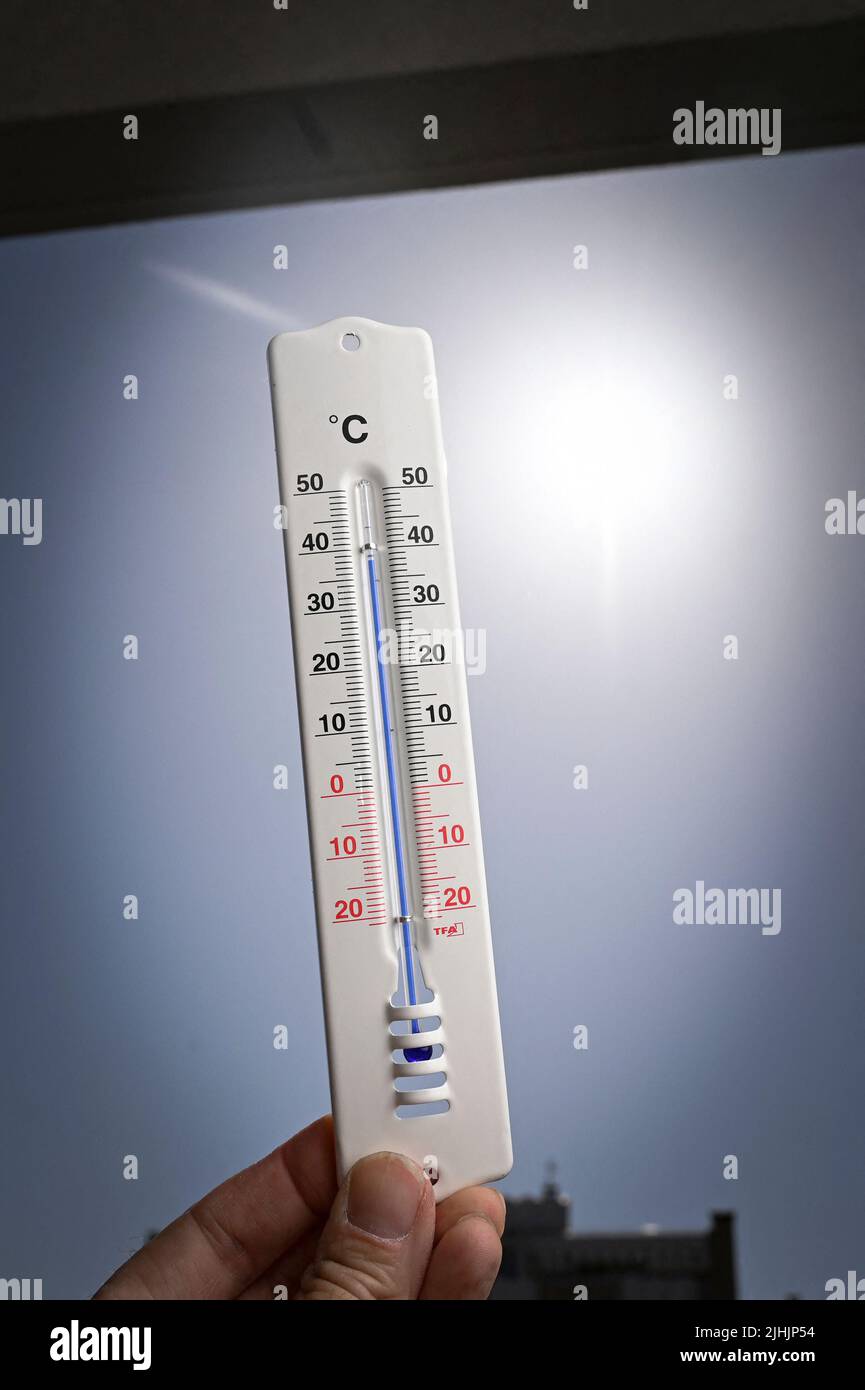 big heat wave in France with a temperature of 40°C, Paris , France, on