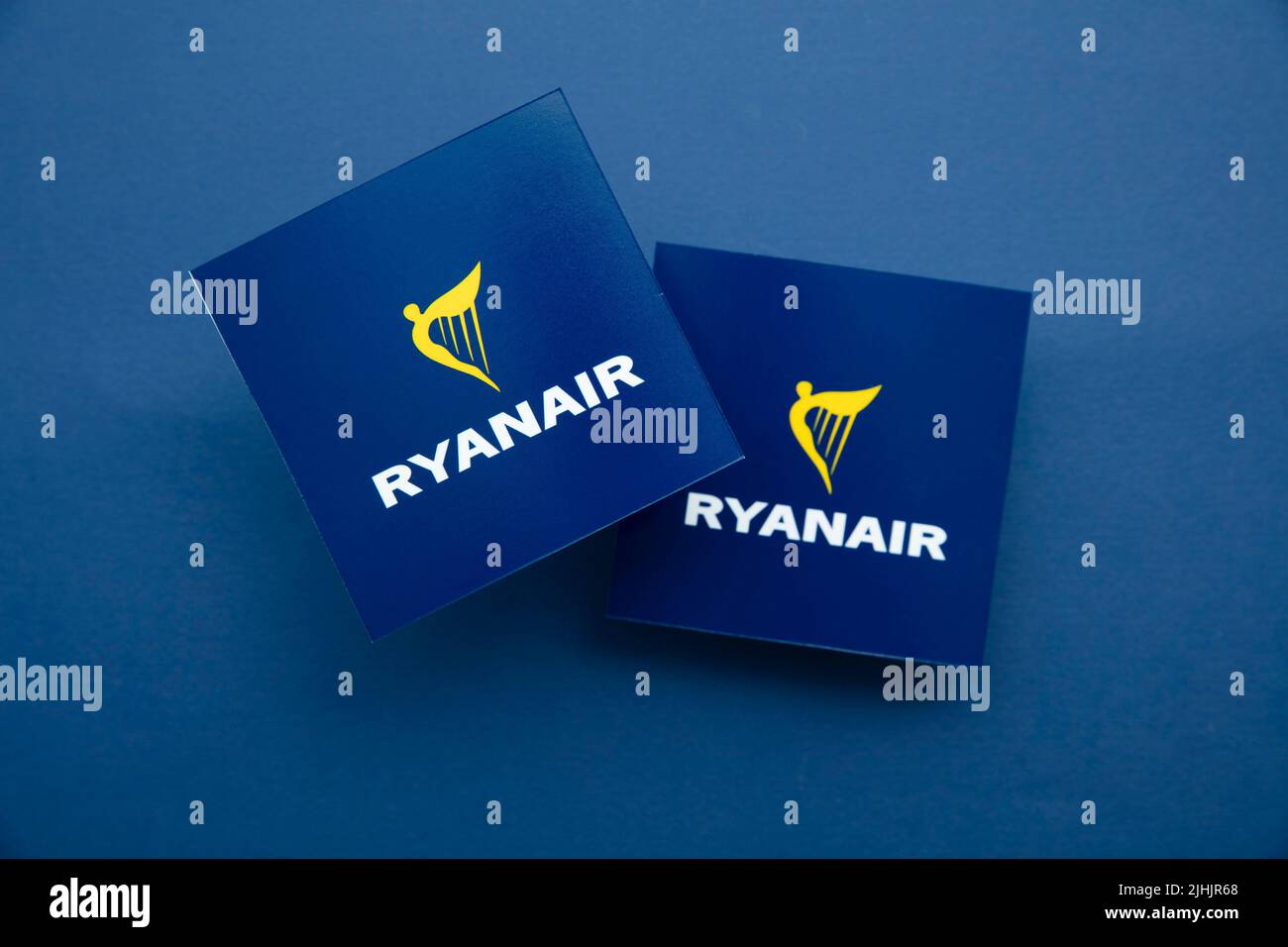 LONDON, UK July 2022 Ryanair airline company logo. Ryanair are a British low cost airline