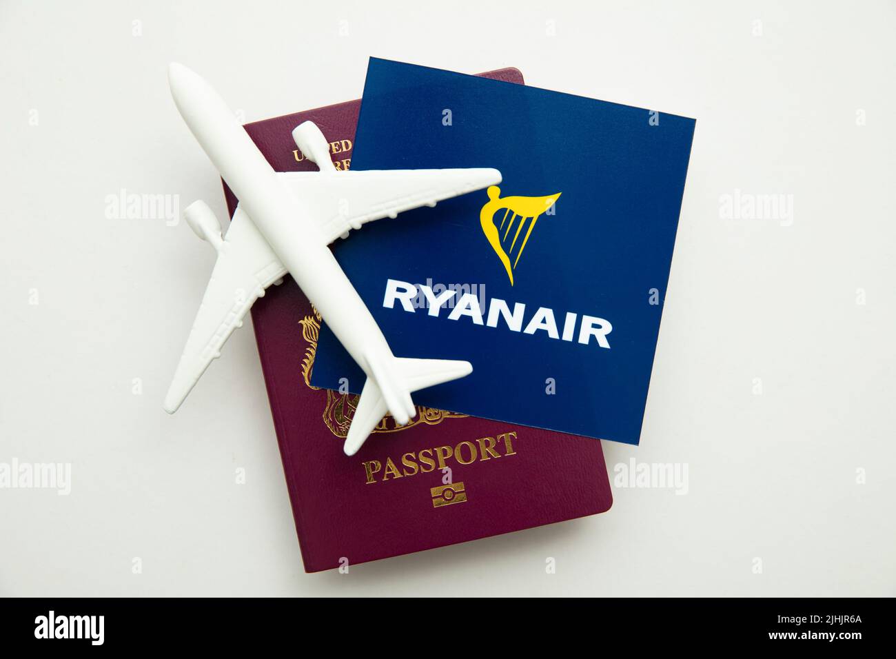 LONDON, UK July 2022 Ryanair airline company logo. Ryanair are a British low cost airline