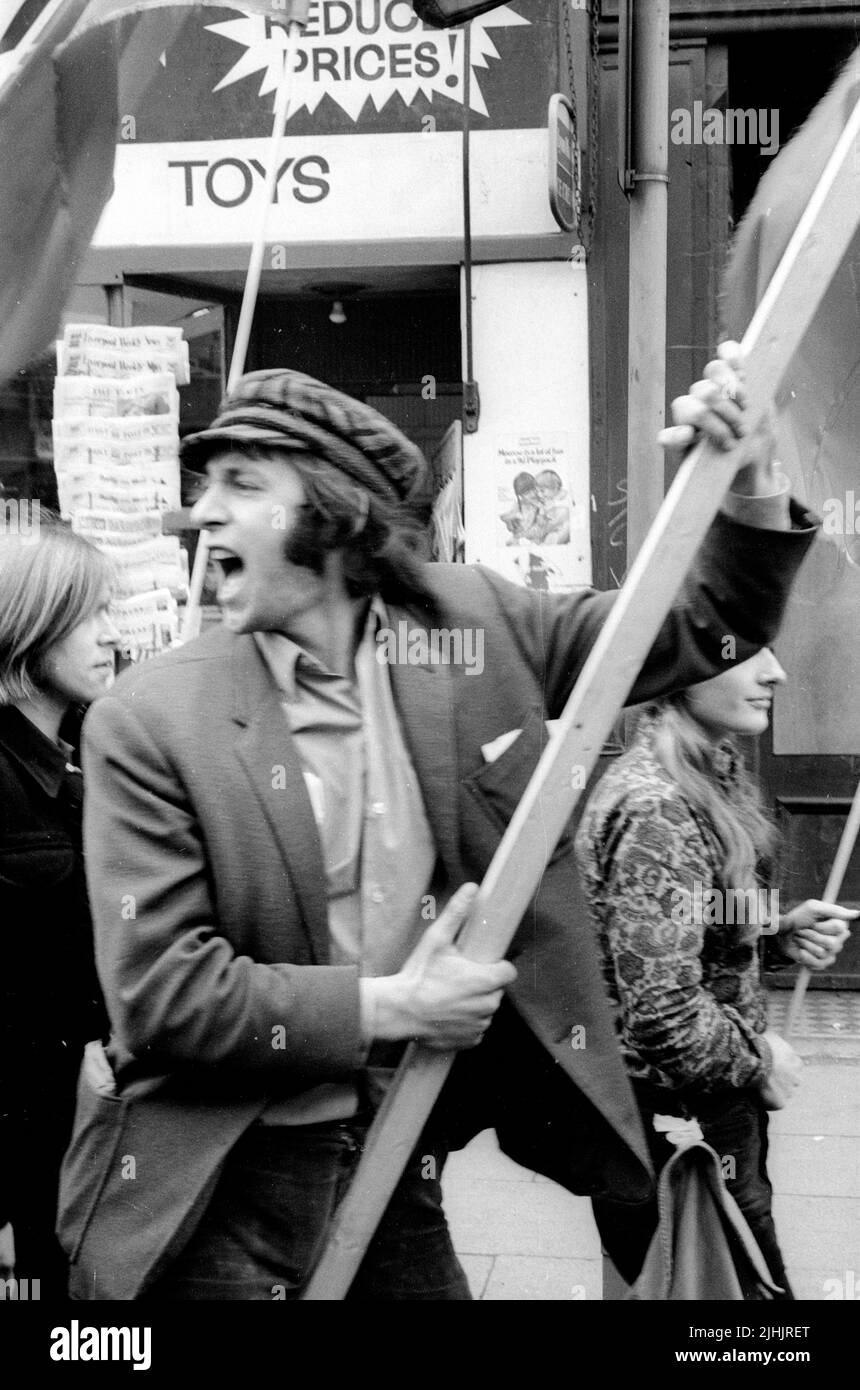 Student protest march, Liverpool, UK. 1970 Stock Photo