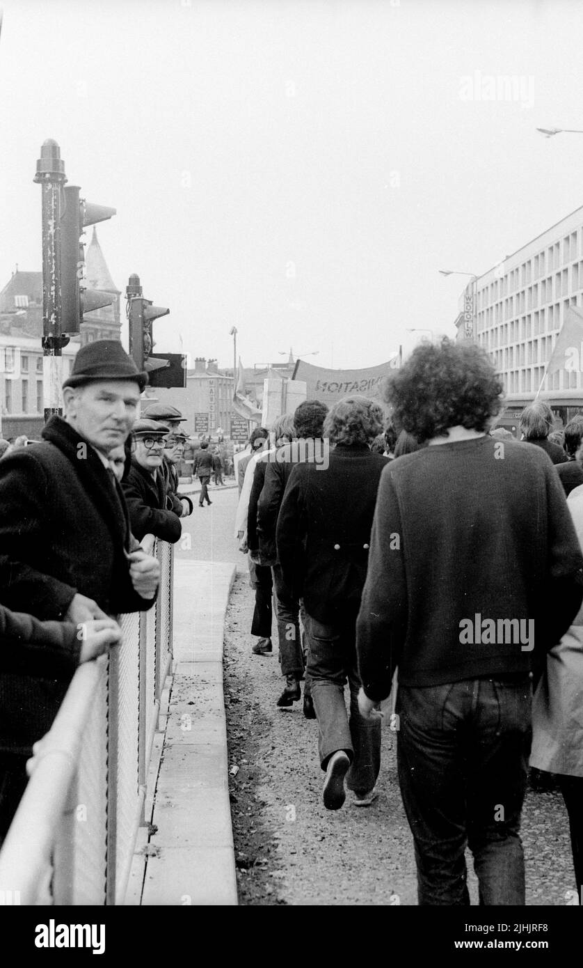 Student protest march, Liverpool, UK. 1970 Stock Photo