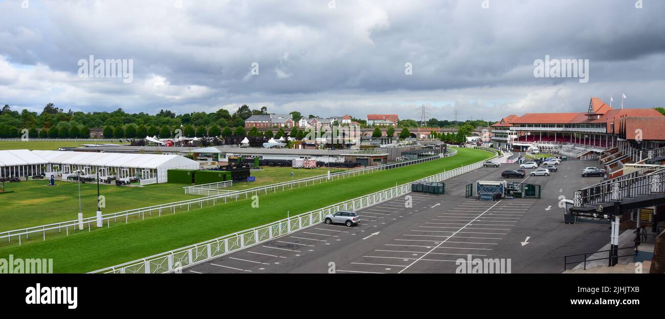 Chester, UK: Jul 3, 2022: Chester racecourse is the oldest operating horse racing venue in the world. It was established in 1539. Stock Photo
