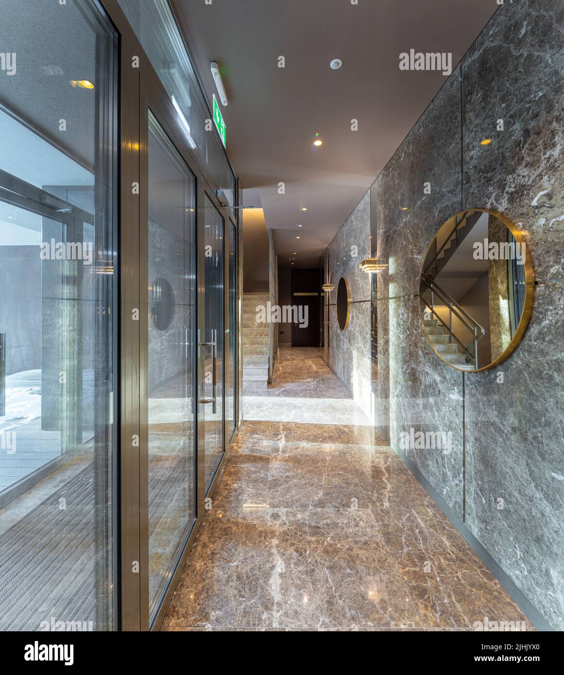 Modern interior of entrance hall in luxury residential apartment