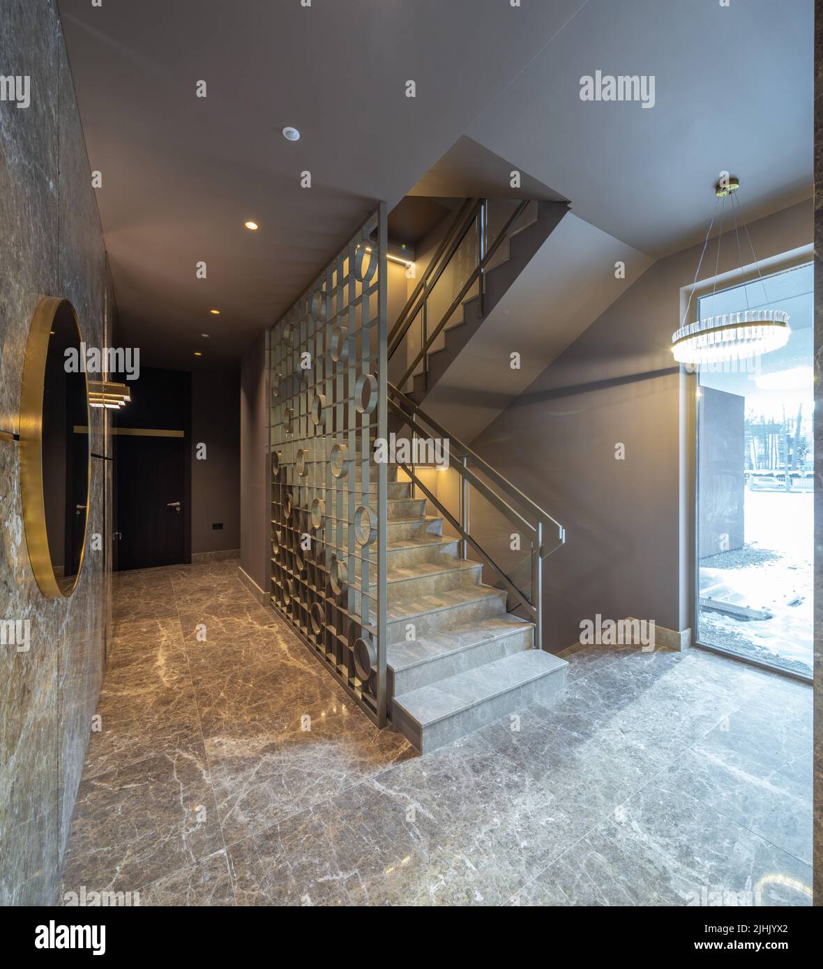 Picture of Modern interior of entrance hall in luxury residential apartment ...