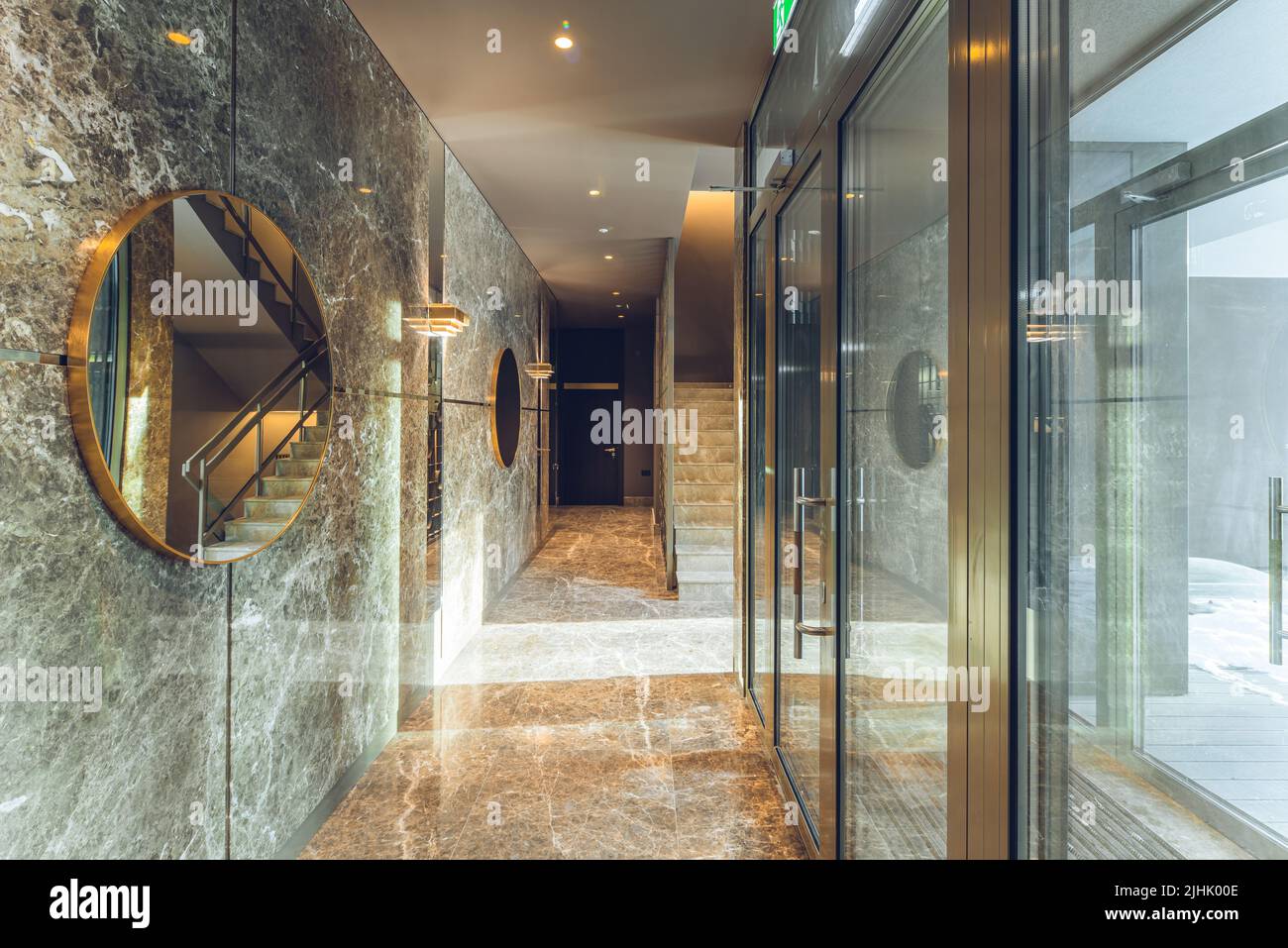 Modern interior of entrance hall in luxury residential apartment