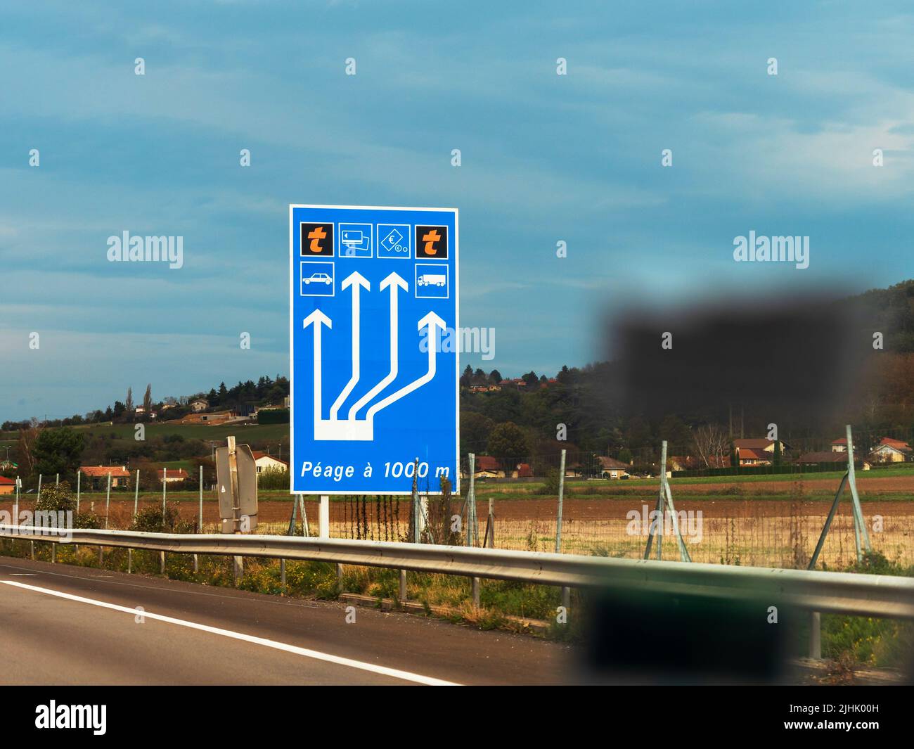 Toll roads in France. Payment at the checkpoint of cars. Paid route Stock Photo Alamy