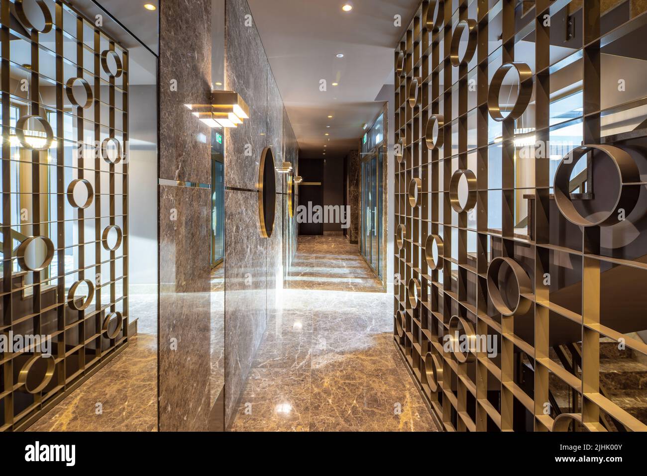 Modern interior of entrance hall in luxury residential apartment