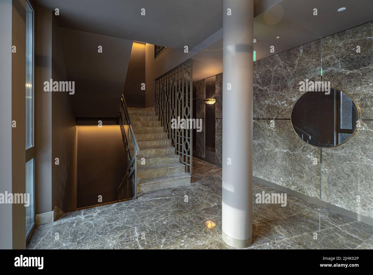 Modern interior of entrance hall in luxury residential apartment