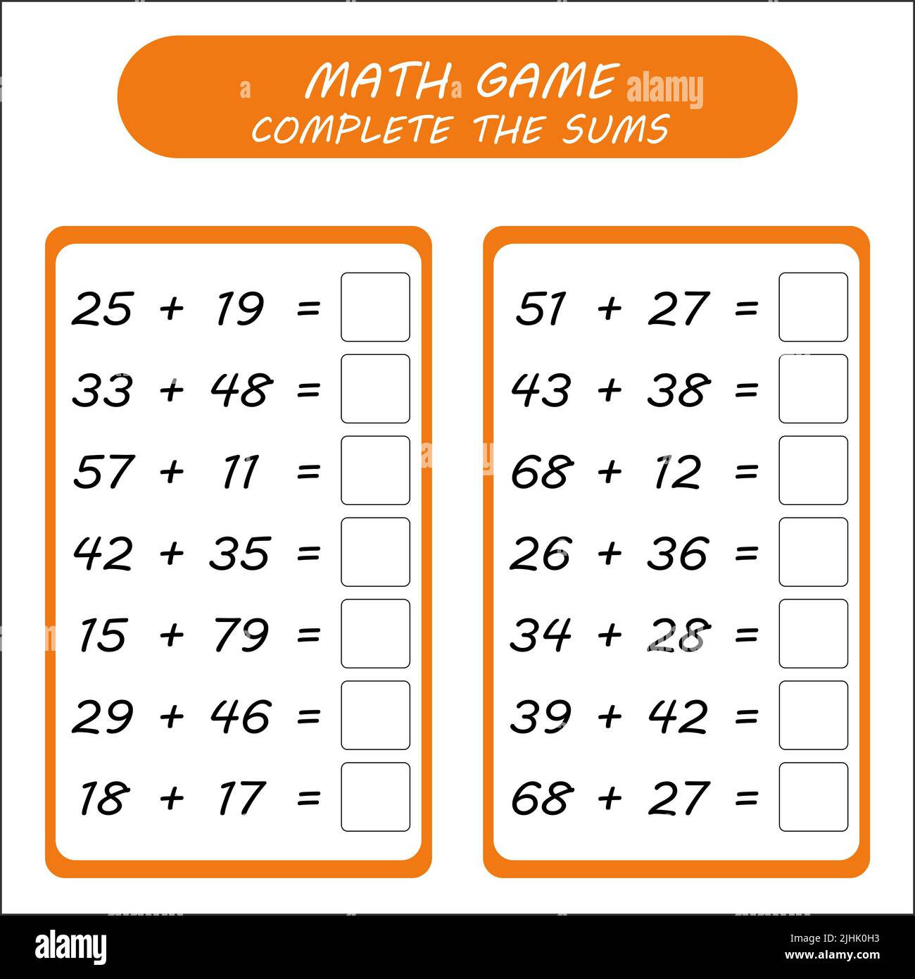 Math game for school - put correct answers Stock Photo