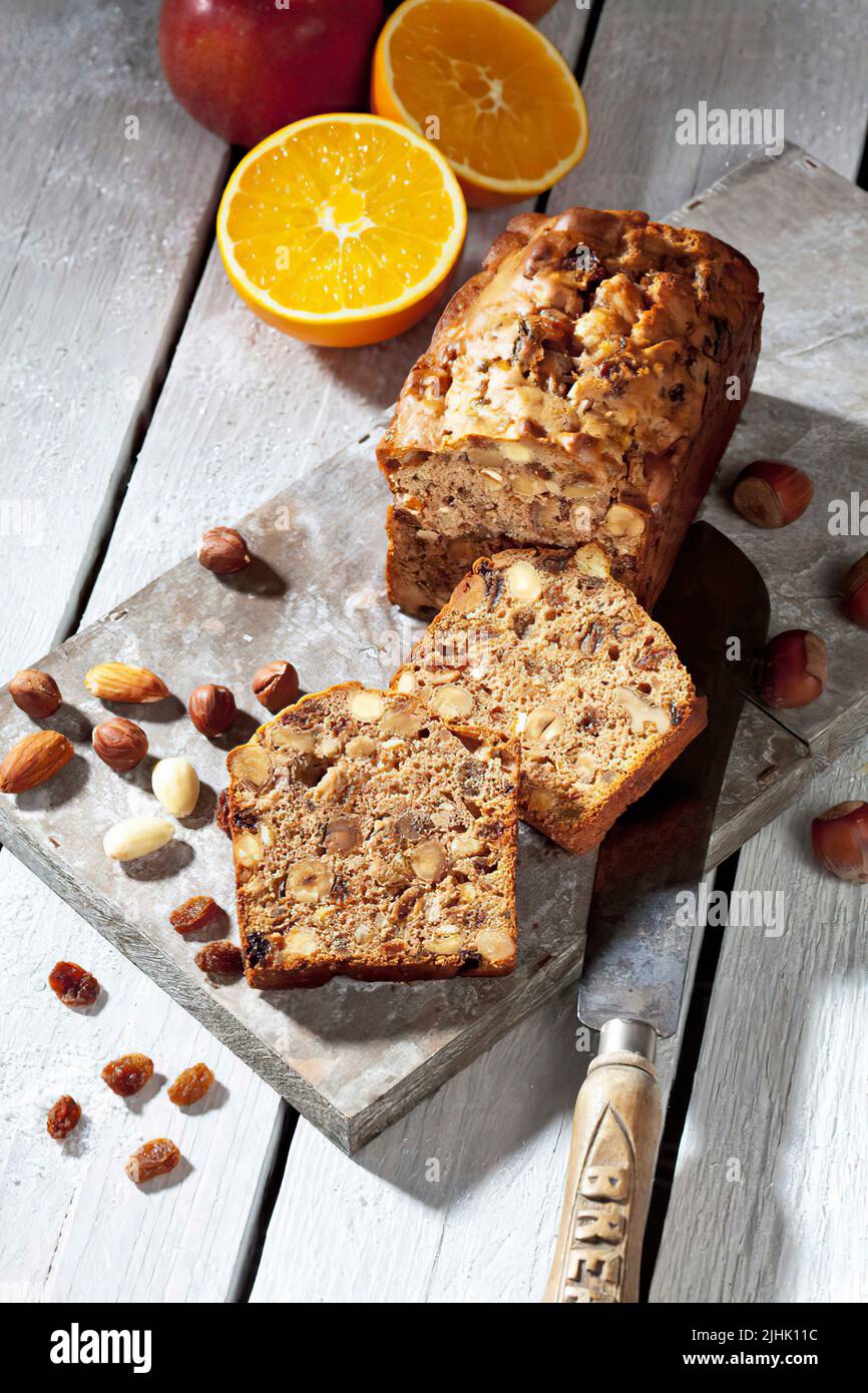 Christmas pastry, Fruit cake with nuts Stock Photo Alamy