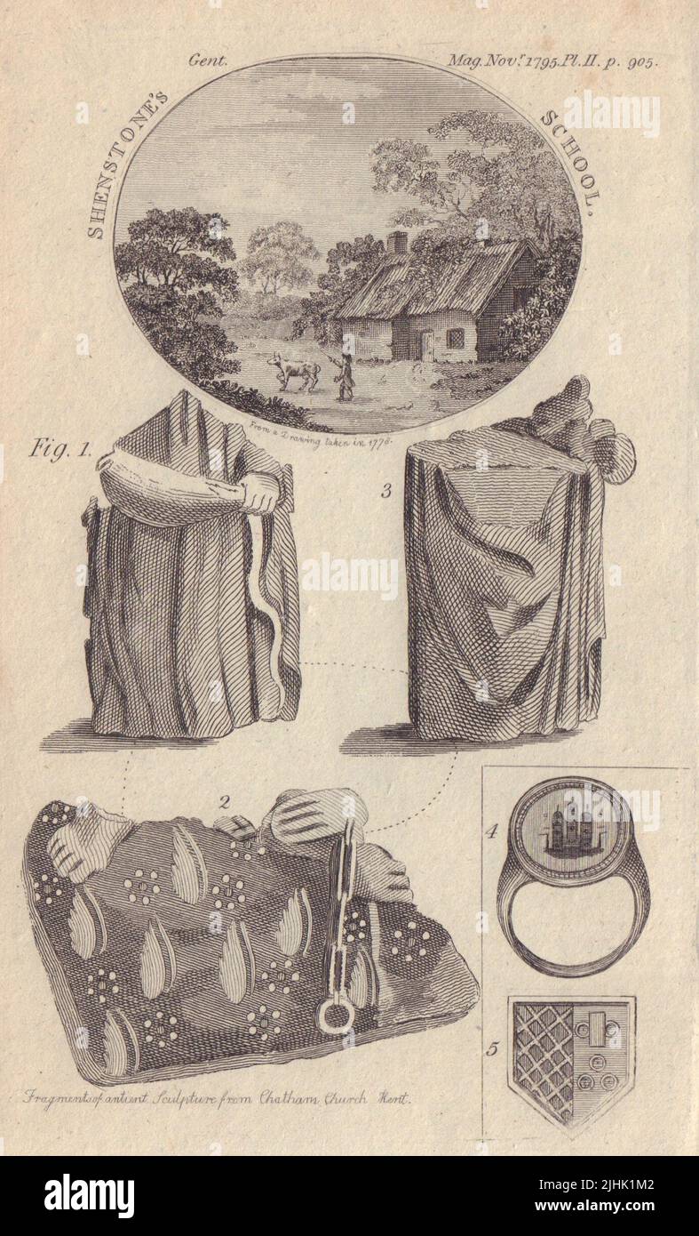 Shenstone House School, Halesowen, Shropshire. Seal Ring. Shield of Arms 1795 Stock Photo