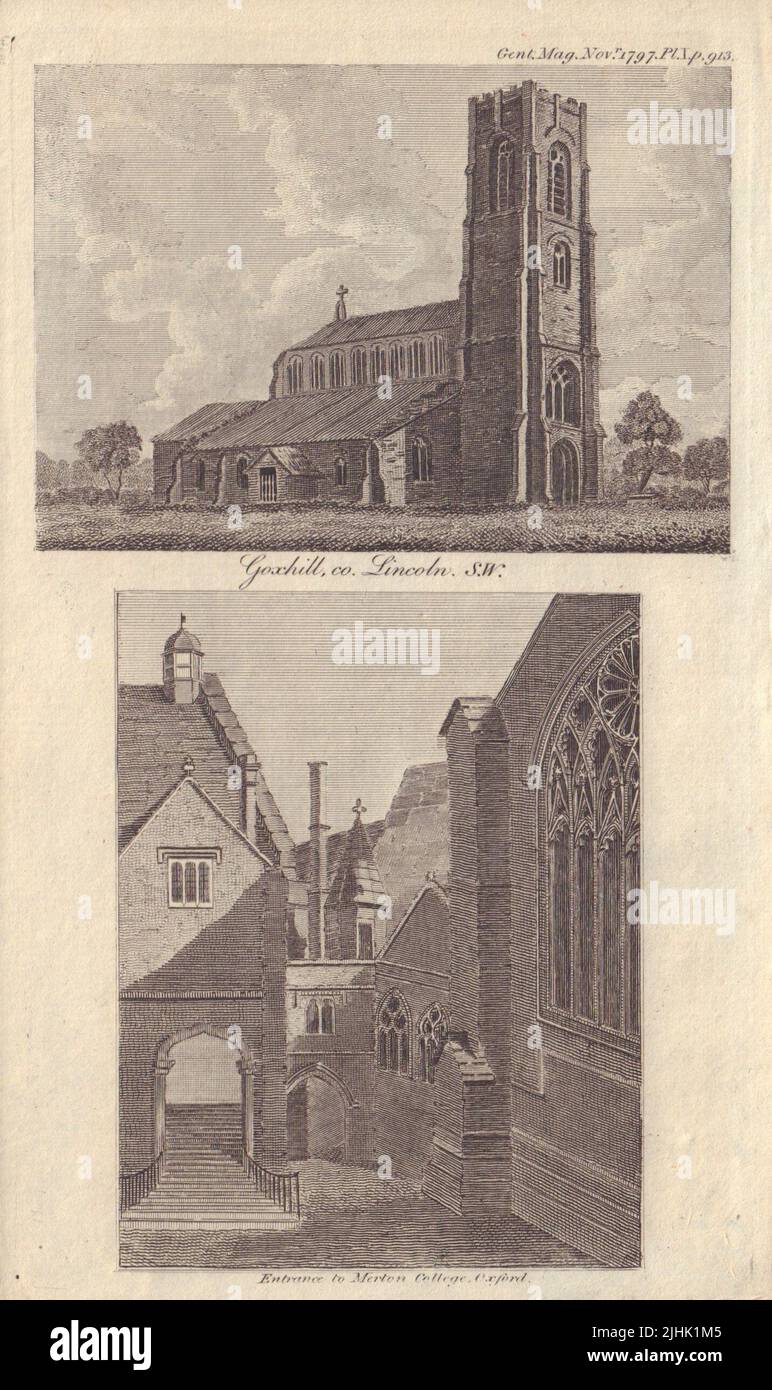 All Saints Church, Goxhill, Lincolnshire. Merton College entrance, Oxford 1797 Stock Photo