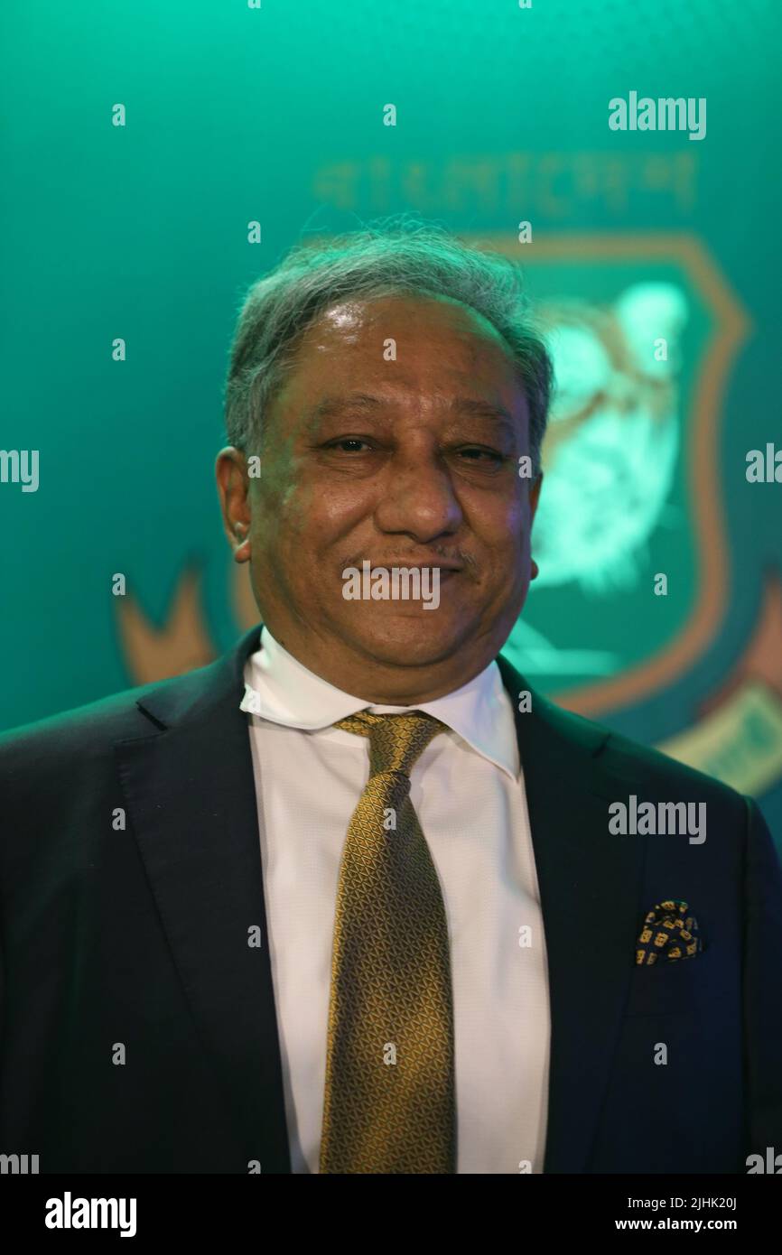 Bangladesh Cricket Board President Nazmul Hasan during a press meet after the Annual General Meeting (AGM) 2022 of Bangladesh Cricket Board (BCB) take Stock Photo