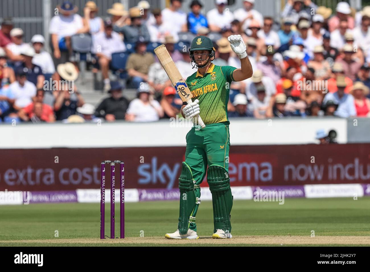 Chester Le Street, UK. 19th July, 2022. Janneman Malan of South Africa signals during the game in Chester-le-street, United Kingdom on 7/19/2022. (Photo by Mark Cosgrove/News Images/Sipa USA) Credit: Sipa USA/Alamy Live News Stock Photo