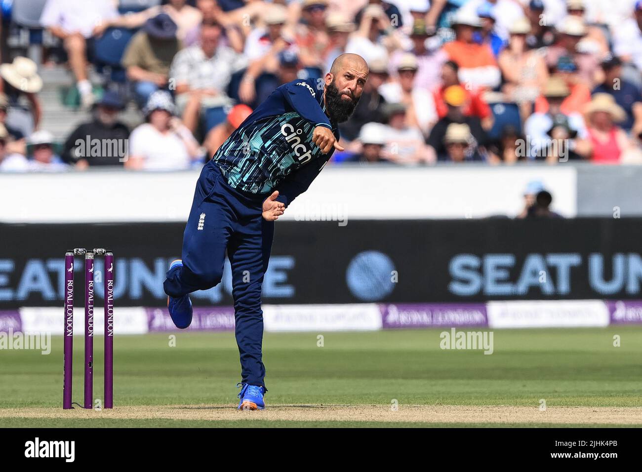 Moeen Ali of England delivers the ball Stock Photo