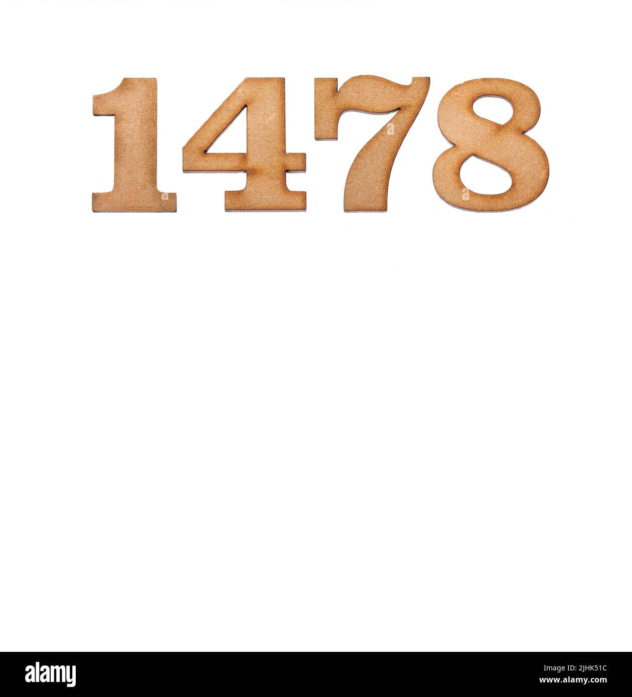 Number 1478 Piece of wood isolated on white background Stock Photo