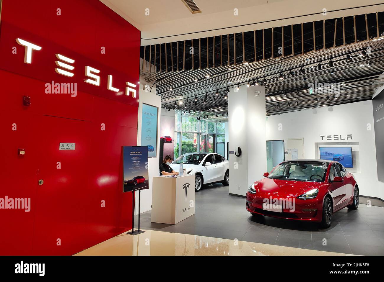 SHANGHAI, CHINA - JULY 19, 2022 - A Tesla Telsa experience store is ...