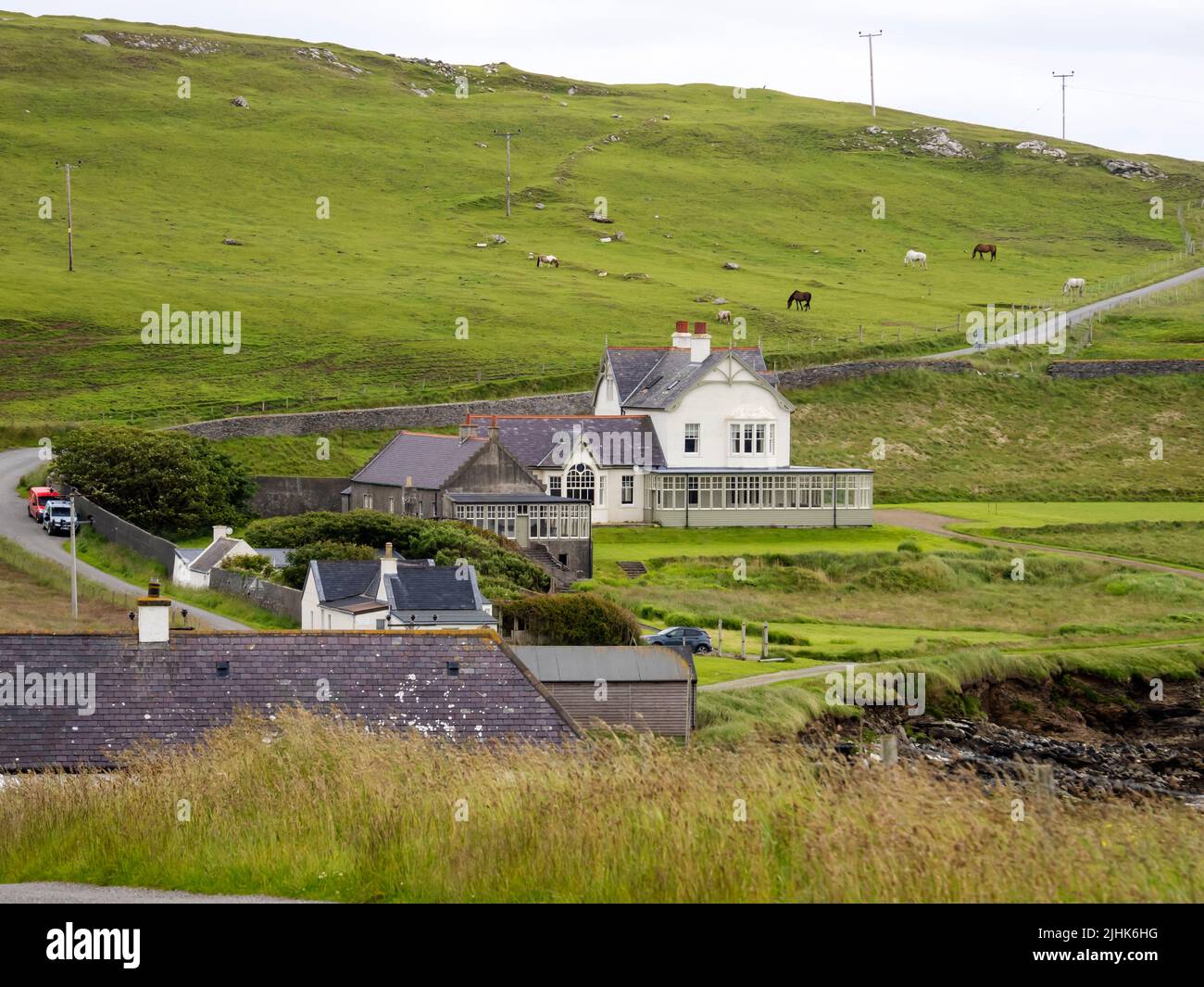 Houses at Houbie on Fetlar, Shetland, Scotland, UK. Stock Photo