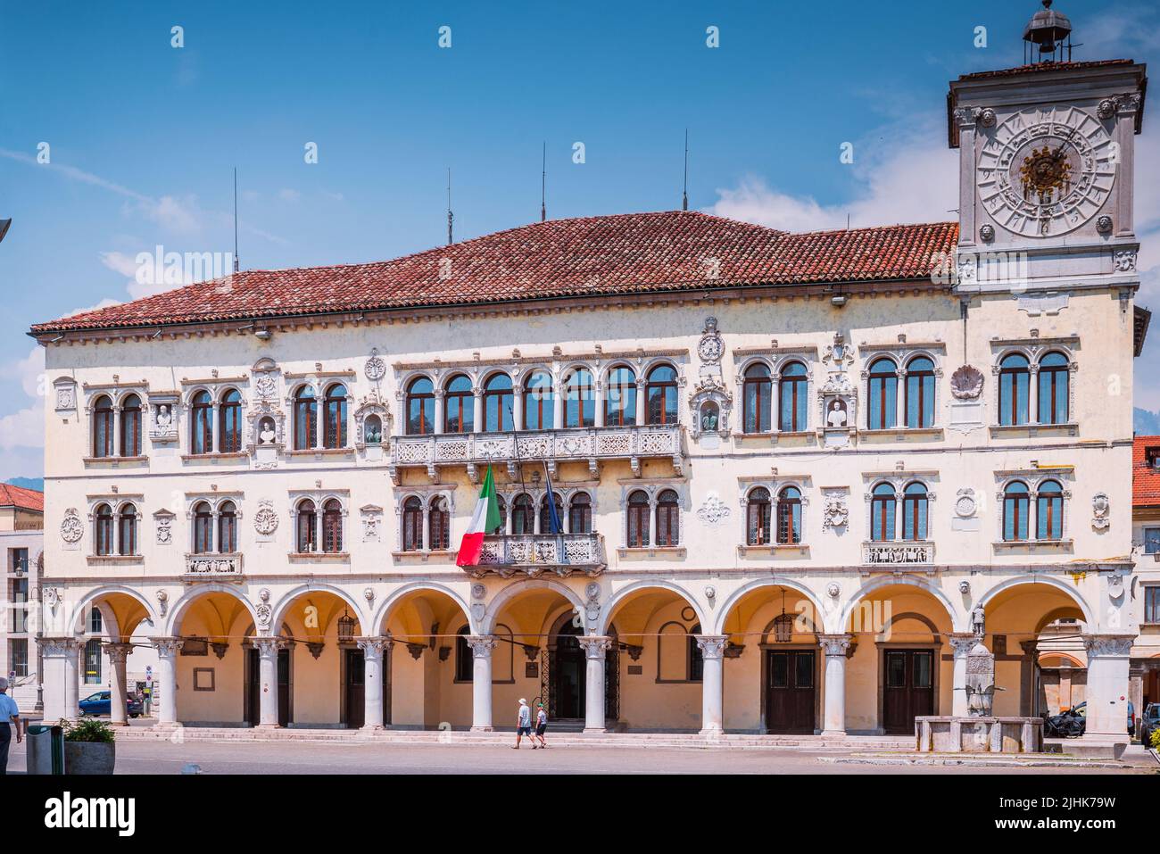 The Palazzo dei Rettori is a historic building in the city of Belluno in the Piazza del Duomo. The building, initially in Venetian Gothic style, was l Stock Photo