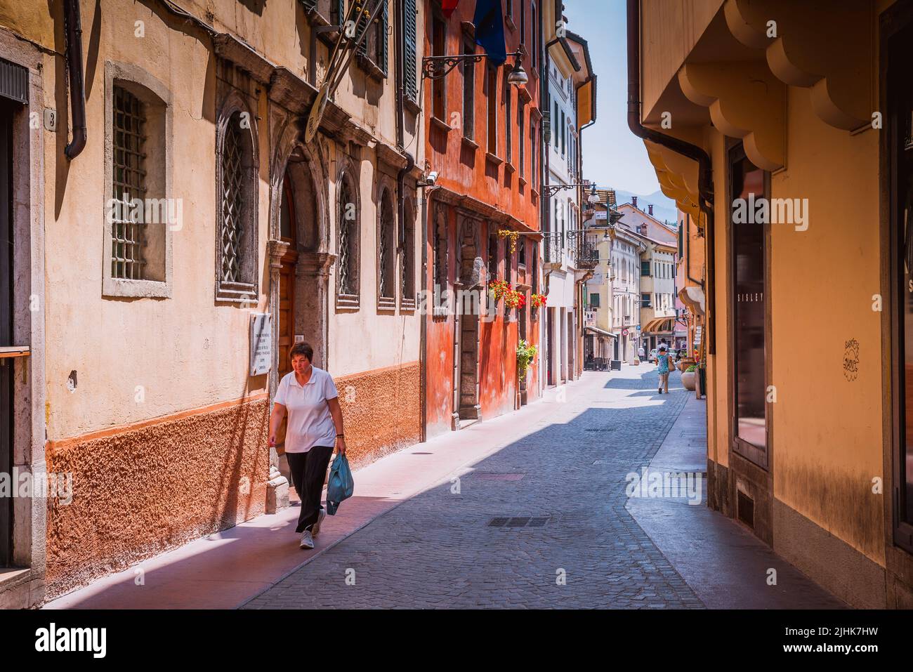 Historic center street. Belluno, Veneto, Italy, Europe. Stock Photo