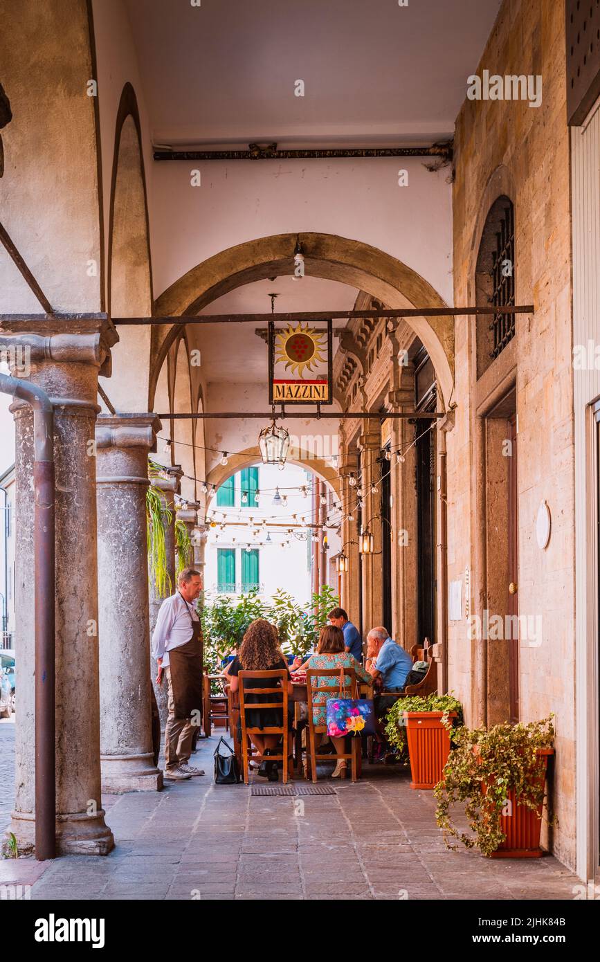 Arcades in the Piazza Giuseppe Mazzini. Belluno, Veneto, Italy, Europe. Stock Photo