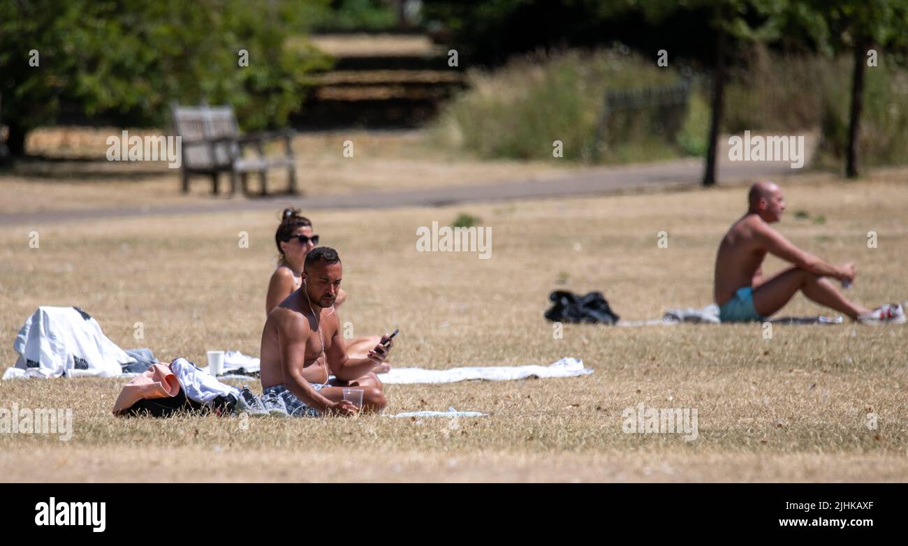 London, UK. 19th July, 2022. UK Weather, on the hottest day of the year people enjoy St James Park London Credit: Ian Davidson/Alamy Live News Stock Photo