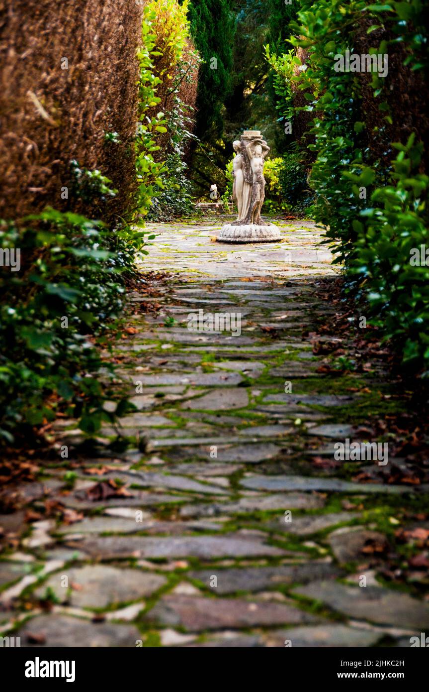Stone walkway at the Woodhill House Irish victorian manor garden in