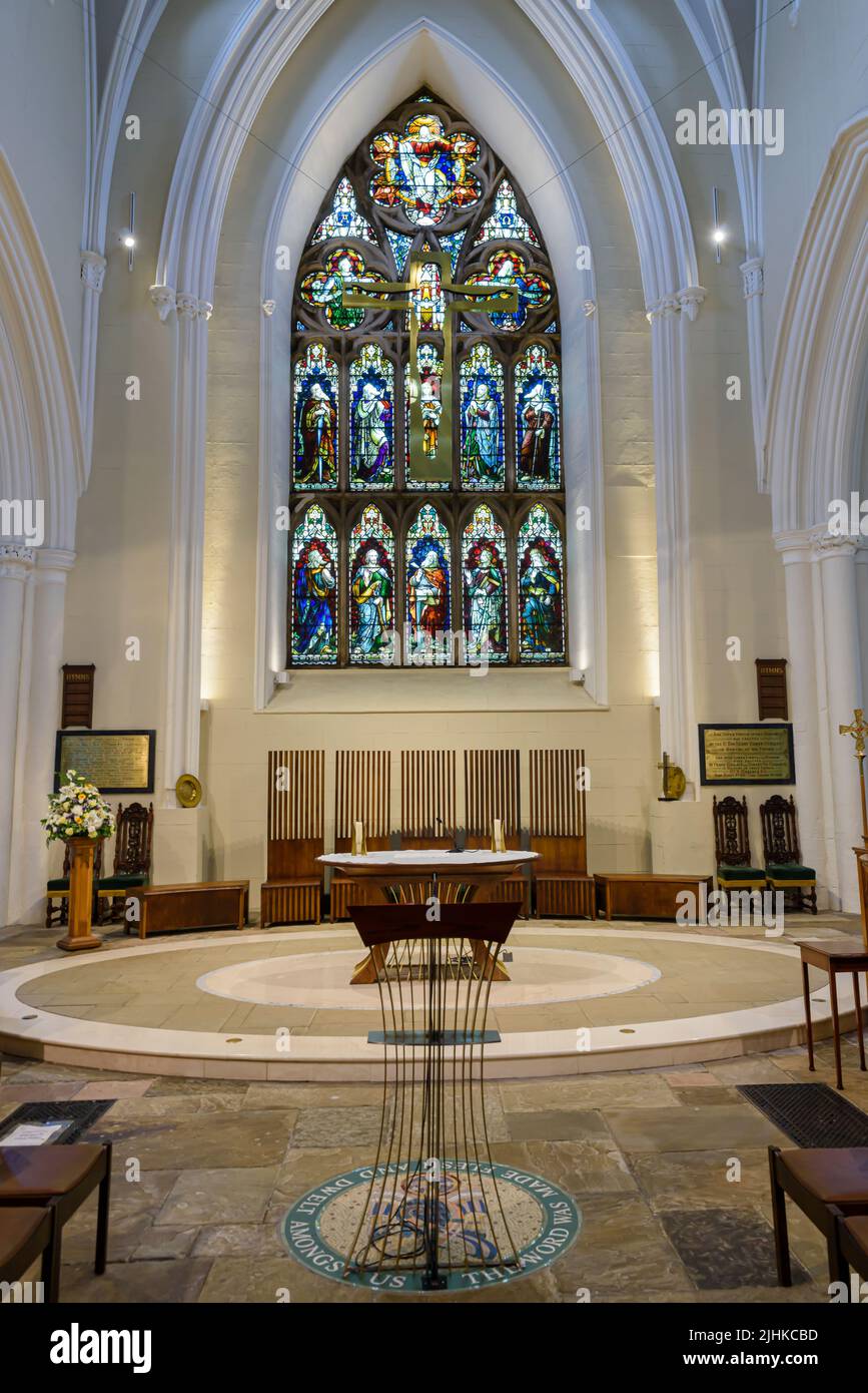 Altar inside Down Cathedral (Church of Ireland), Downpatrick, County Down, Northern Ireland, United Kingdom, UK Stock Photo