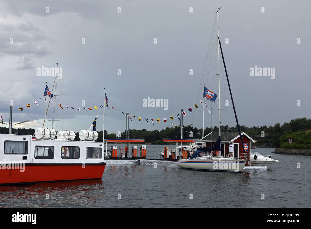 Marine fuel station in Sweden Stock Photo
