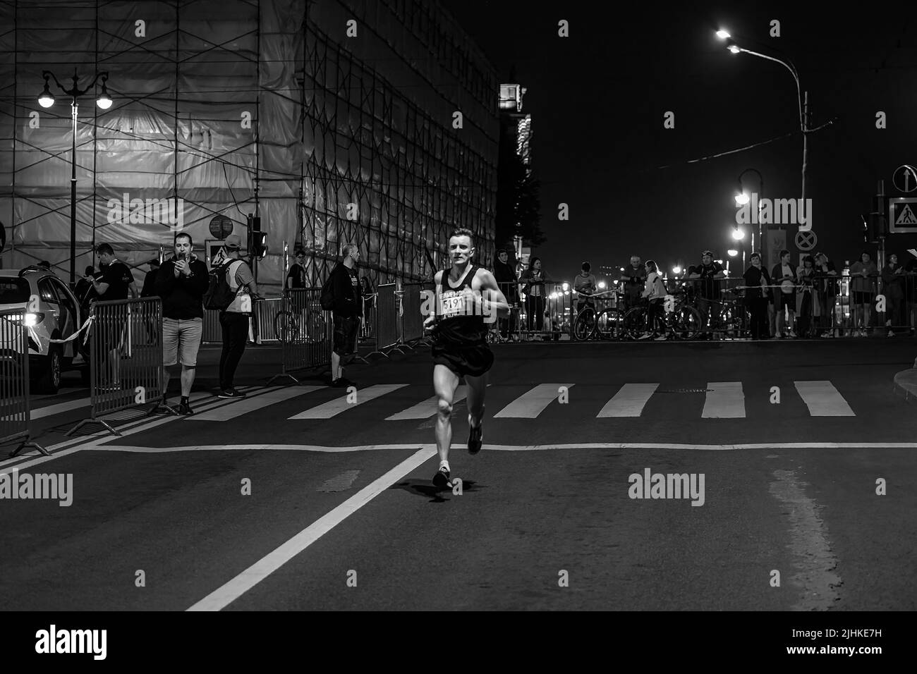 Saint Petersburg, Russia - June 11, 2022: male athlete running Marathon White Nights Stock Photo