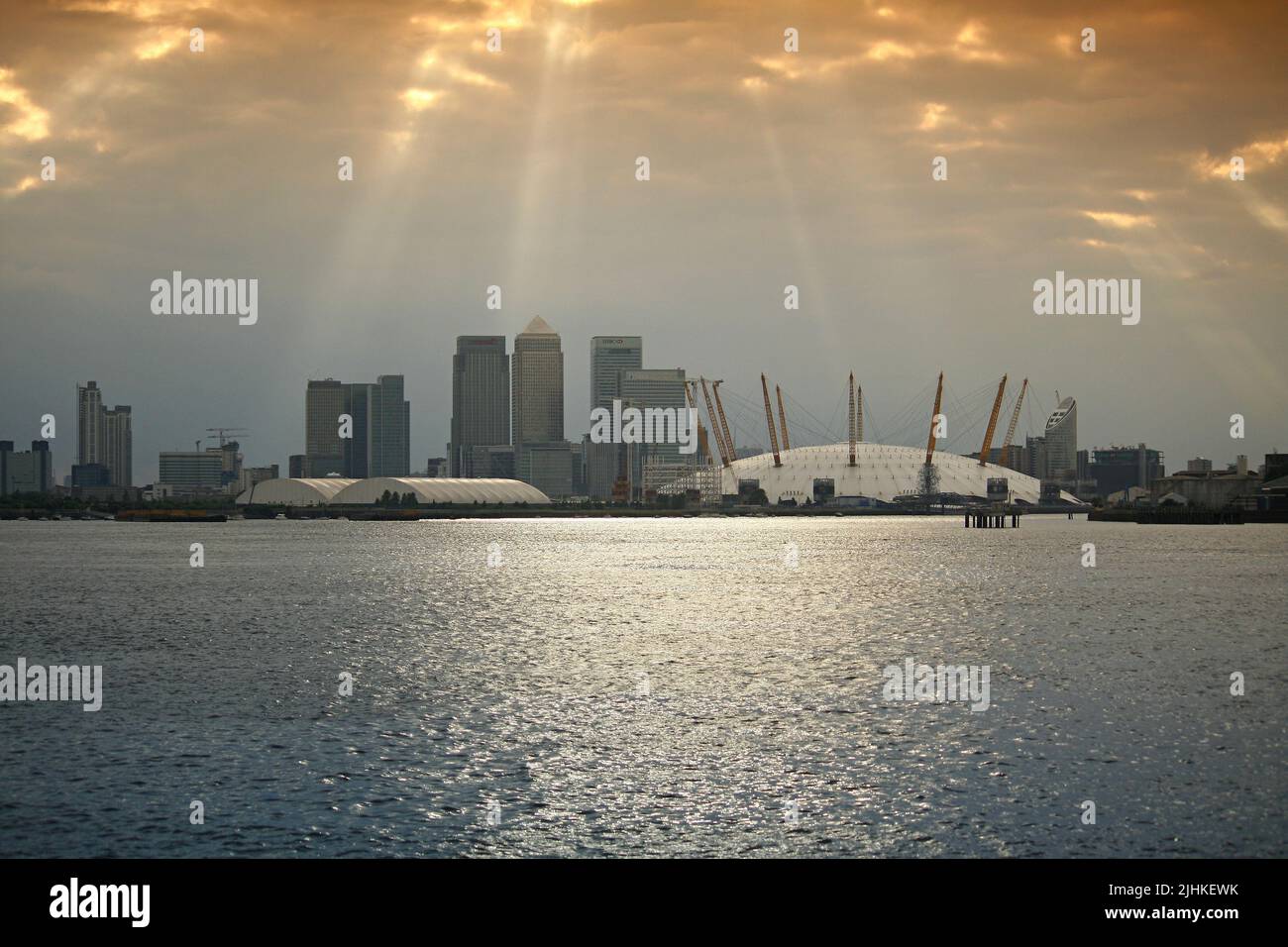 Millenium Dome and Canary Wharf Stock Photo