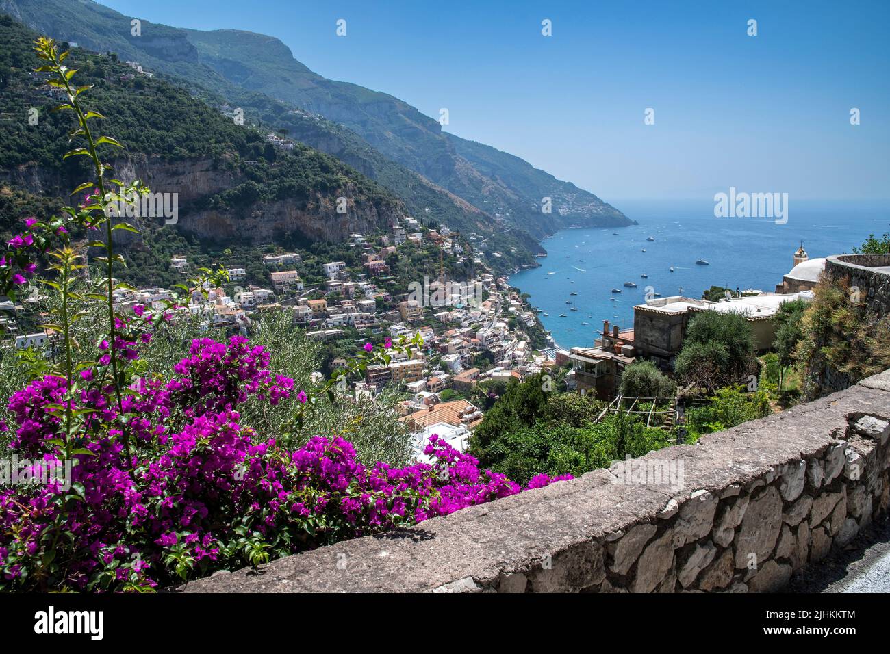 Positano is a cliffside village on southern Italy's Amalfi Coast. Stock Photo