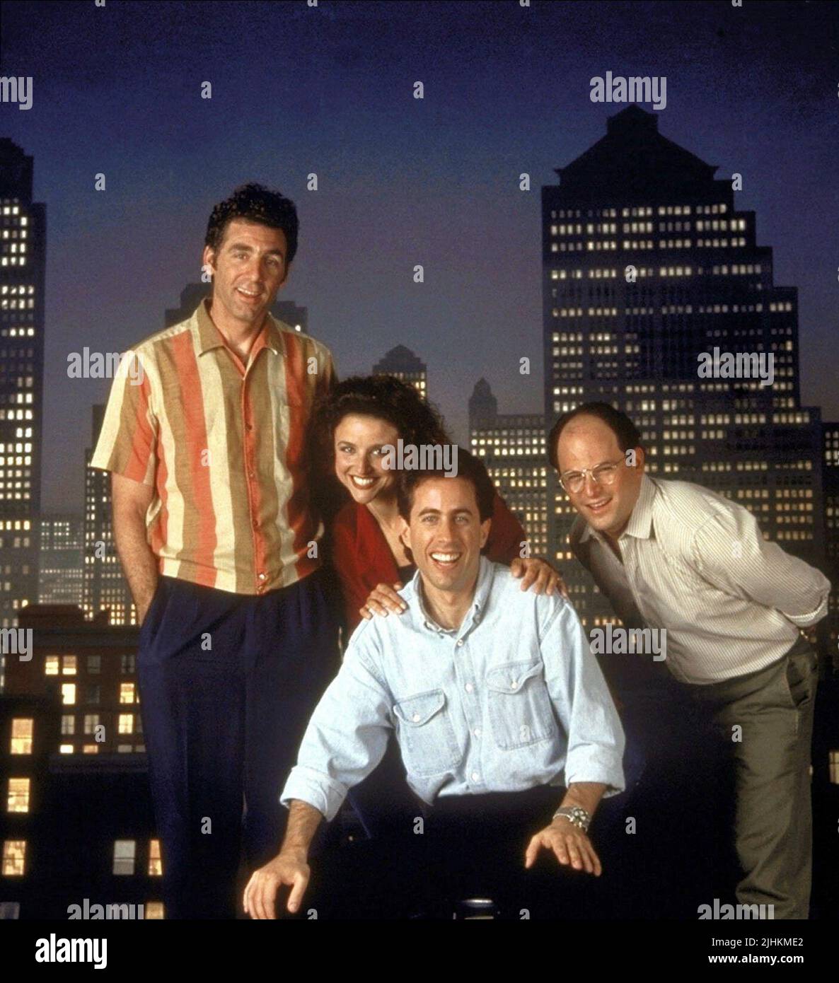 MICHAEL RICHARDS, JULIA LOUIS-DREYFUS, JERRY SEINFELD, JASON ALEXANDER, SEINFELD, 1989 Stock Photo