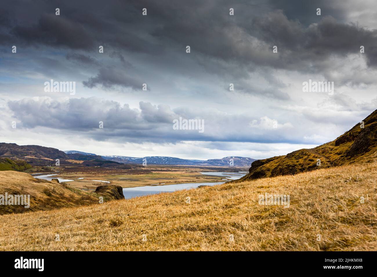 A landscape shot across Asolfsstadhir, Iceland Stock Photo