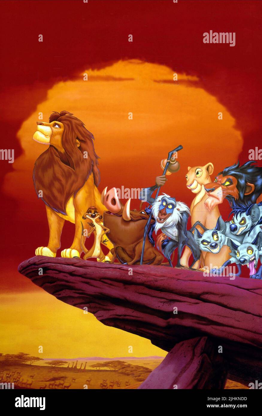SIMBA,TIMON,PUMBAA,RAFIKI, RAFIKI,NALA,SCAR, THE LION KING, 1994 Stock Photo
