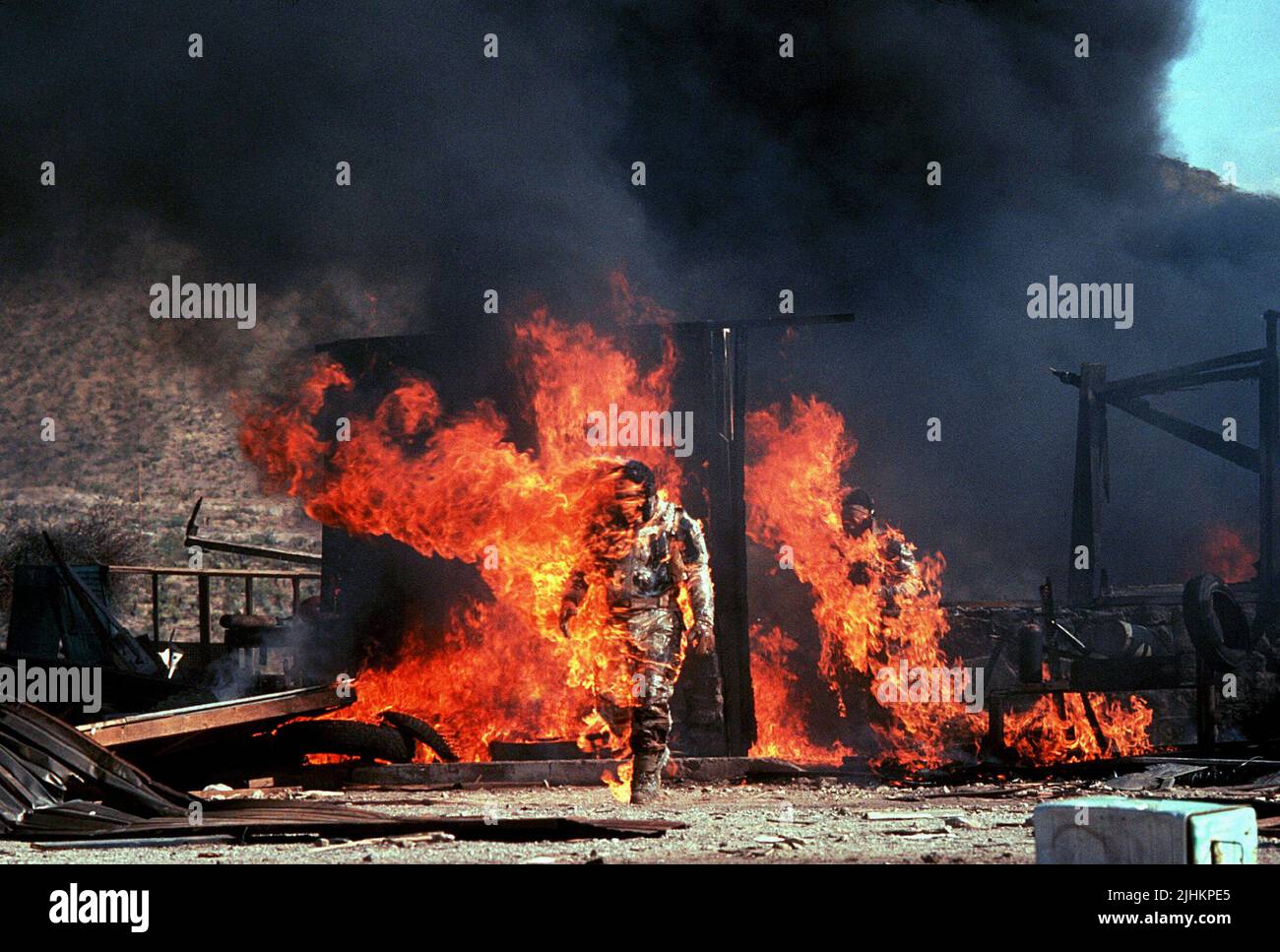SOLDIERS WALK THROUGH FIRE, UNIVERSAL SOLDIER, 1992 Stock Photo