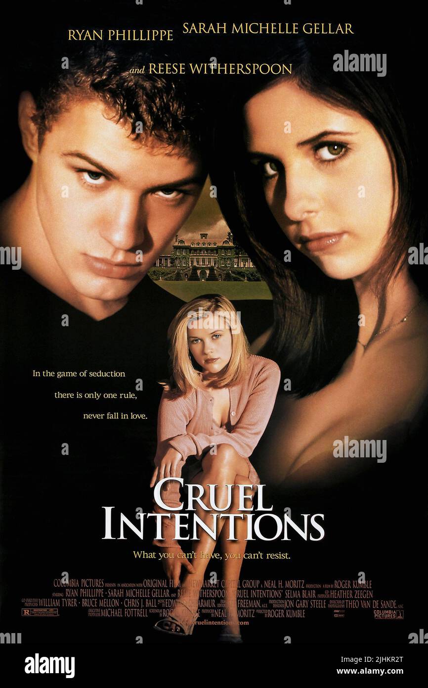 RYAN PHILLIPPE, SARAH MICHELLE GELLAR, REESE WITHERSPOON POSTER, CRUEL INTENTIONS, 1999 Stock Photo